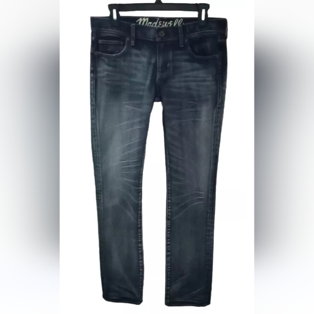 Madewell Rail Straight Jeans Womens Size 29x34 Medium Wash Blue Denim Distressed